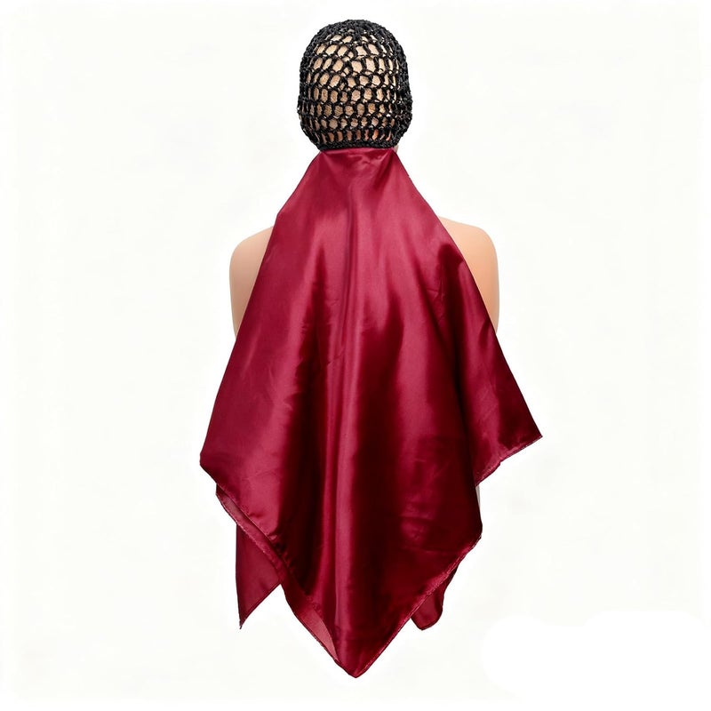 ROSEBONY Wrap Cap Hair Net with Scarf, Heatless Silk Press Hair Care, Shower Cap (color-9) - Image 2